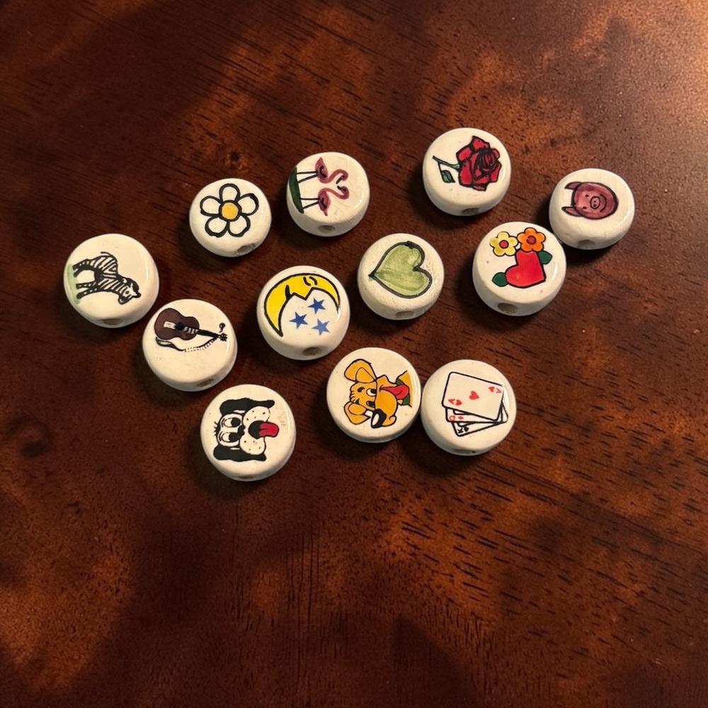 Vintage Ceramic Discs Beads for Necklace Bracelet or Keychain Various Designs